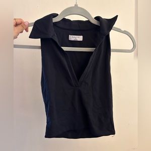 Aritzia babaton black cropped collared tank top